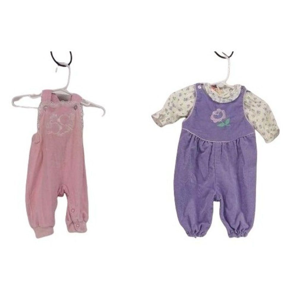 Carter's one pc vintage purple pink Lot of 2 Infant girl 3 months outfits